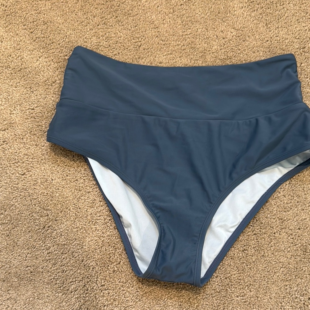 Cupshe Blue High-Waisted Bikini Bottom